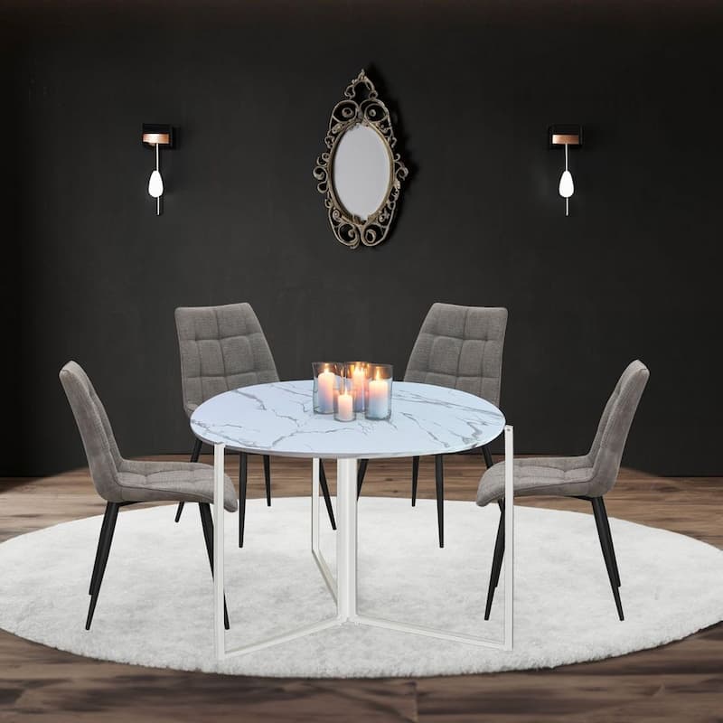 43" Trifold Multi-Use Round Table, White Carrera