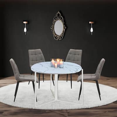 43" Trifold Multi-Use Round Table, White Carrera