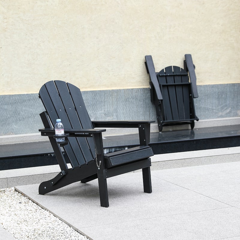 Folding Adirondack Chair Outdoor Chair with Cup Holder, Arm Chair Reading Chair Accent Chair Side Chair