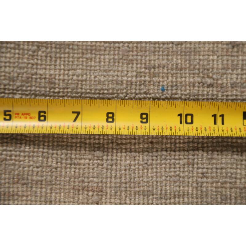 Hand Knotted Oriental 100% Wool Carpet Modern Stripe Greys & Charcoal Modern Runner Rug - 13' 3'' X 2' 7''