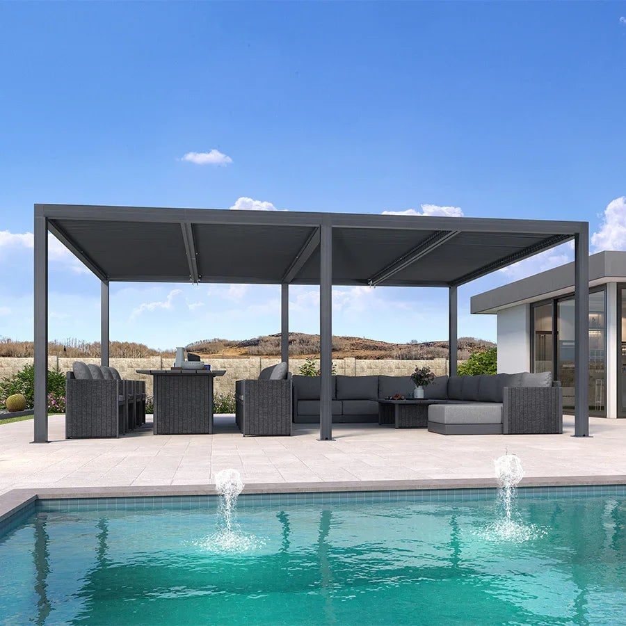PURPLE LEAF Louvered Pergola Outdoor Aluminum Pergola with Adjustable Roof for Patio Hardtop Gazebo