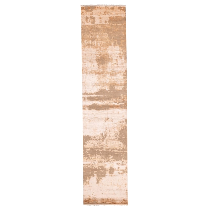 ECARPETGALLERY Hand-knotted Legacy Brown Silk, Wool Rug - 2'7 x 12'0