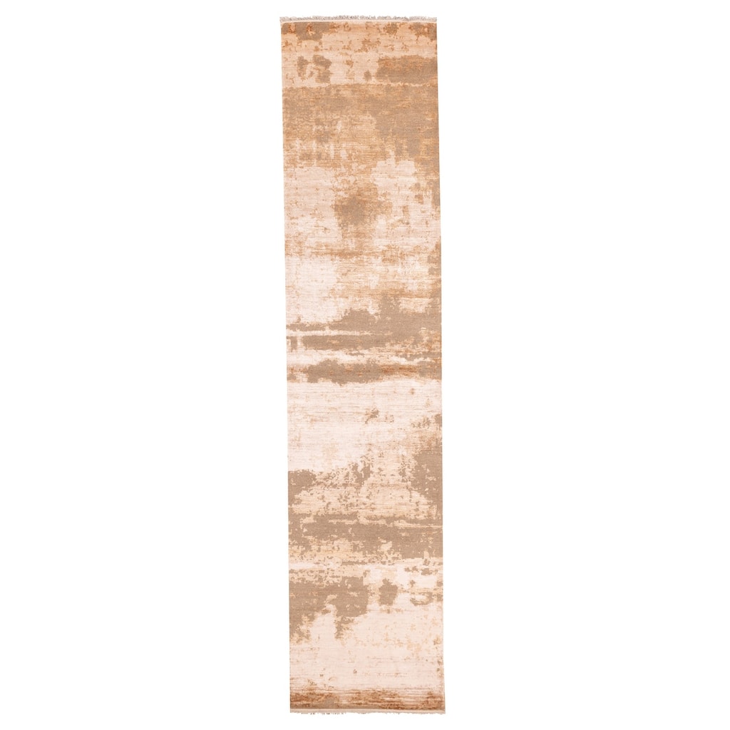 ECARPETGALLERY Hand-knotted Legacy Brown Silk, Wool Rug - 2'7 x 12'0