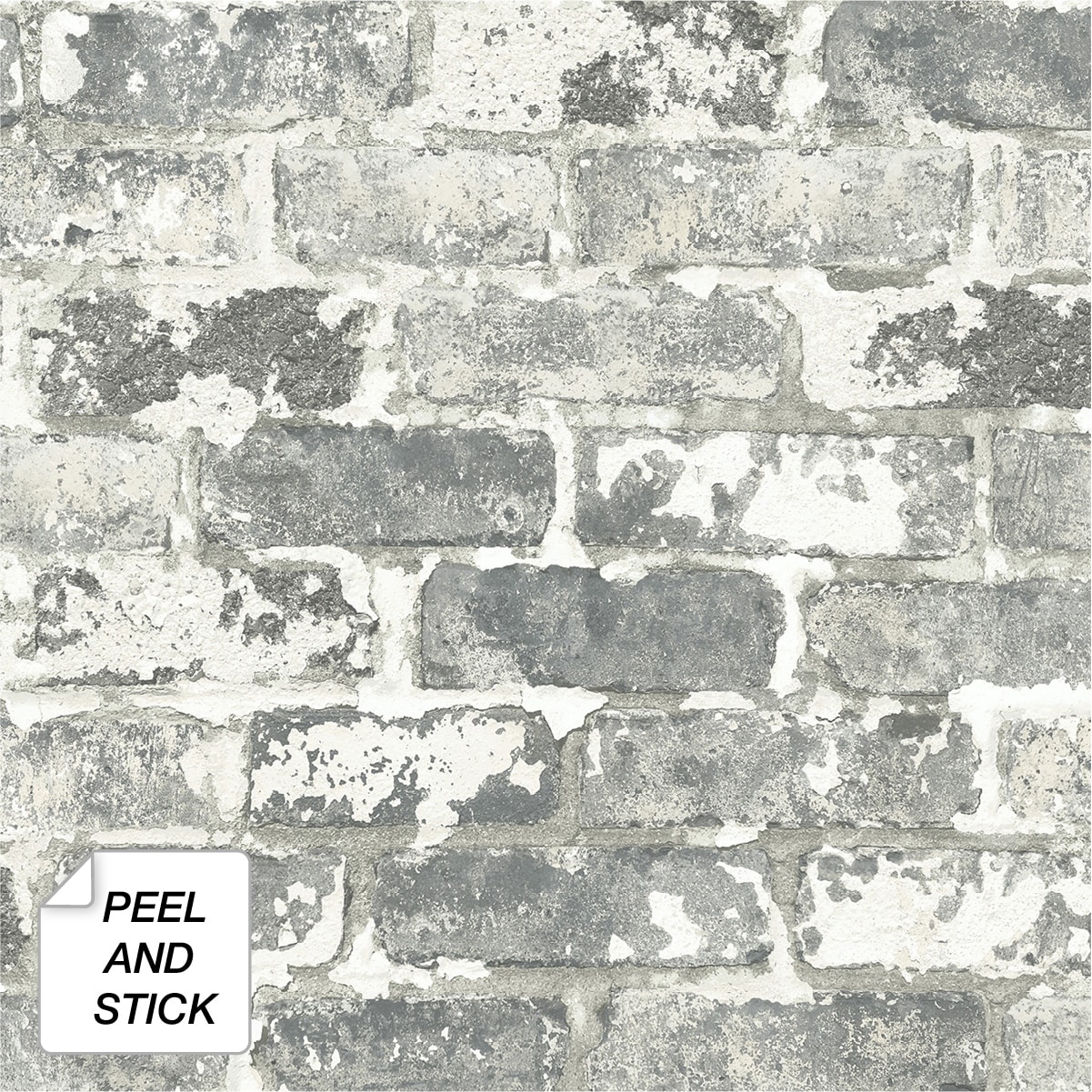 NextWall Weathered Grey Brick Peel and Stick Wallpaper - 20.5 in. W x 18 ft. L