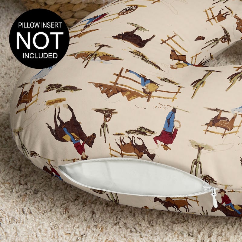 Wild West Cowboy Nursing Breastfeeding Pillow Cover Case (Pillow Not Included) - Red Blue Tan Western Southern Country Horse