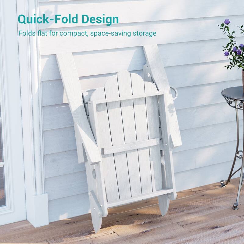 Folding HDPE Adirondack Chair with 3-Position Adjustable & Ottoman