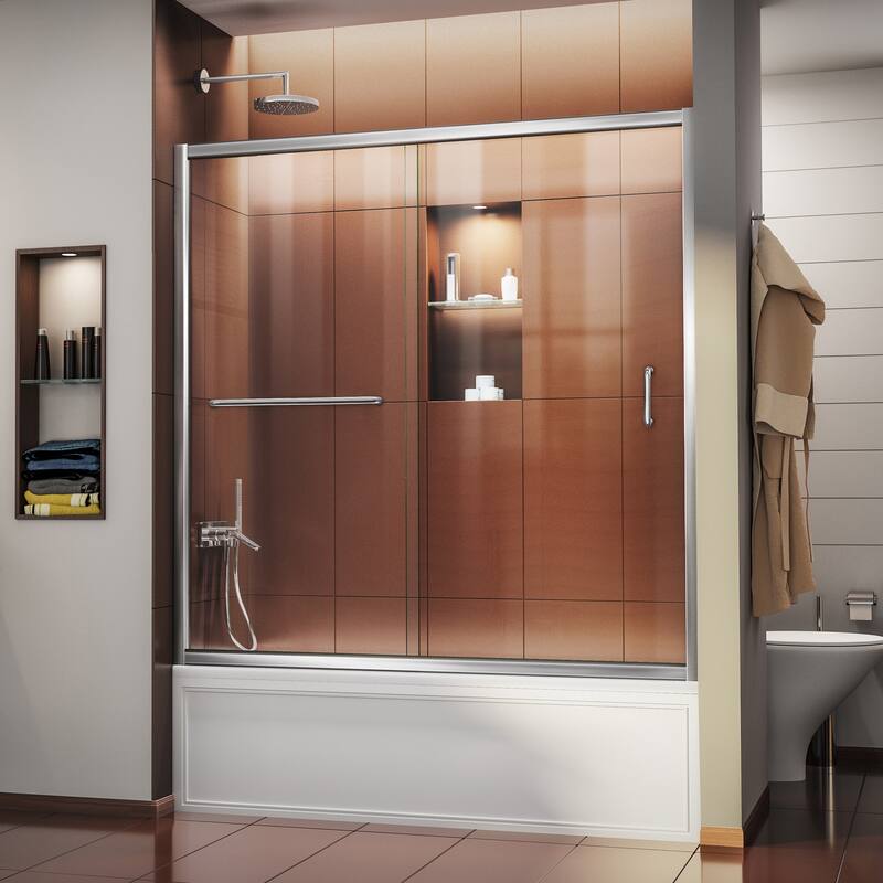 DreamLine Infinity-Z 56-60 in. W x 58 in. H Semi-Frameless Sliding Tub Door - 56" - 60" W