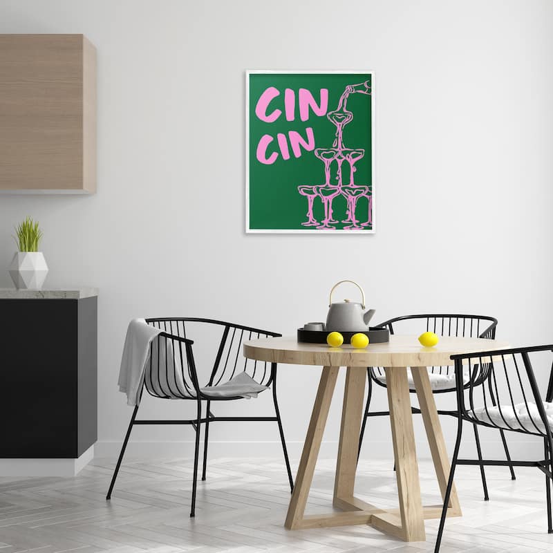 Stupell Green & Pink Cin Cin Framed Giclee Art Design By House of Lulu