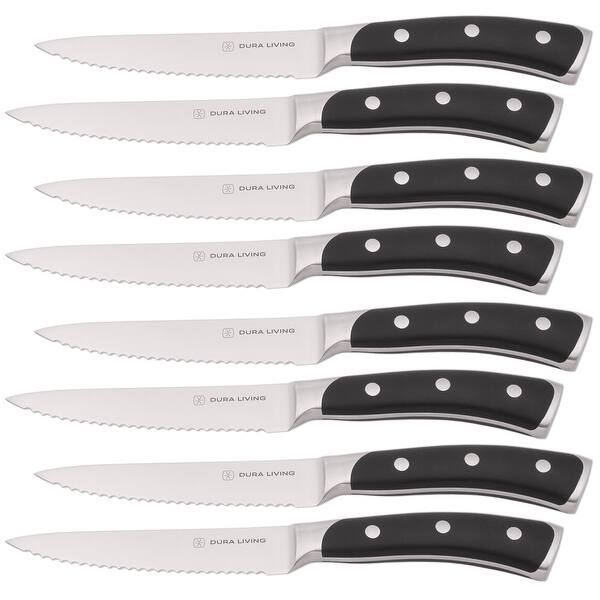 slide 2 of 12, Dura Living Elite 8-Piece Steak Knife Set - Serrated Blades, Premium Quality Black - 8 Piece