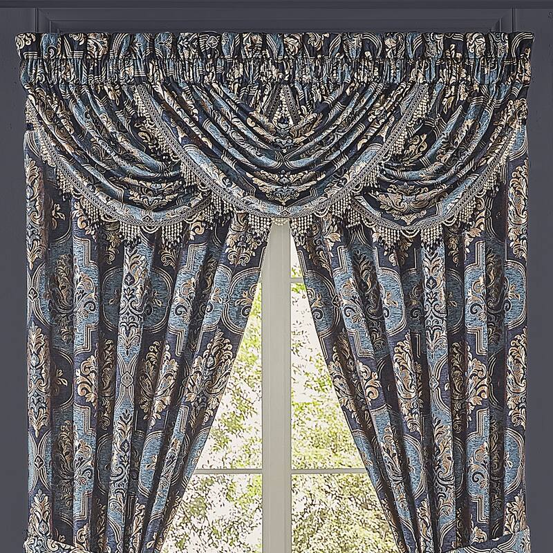 J. Queen New York Middlebury Window Waterfall Valance - Indigo