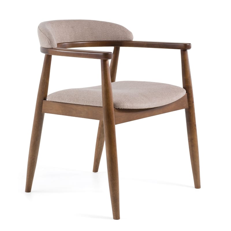 Cid Coha Dining Chair, Soft Tan Fabric, Brown Solid Wood Frame