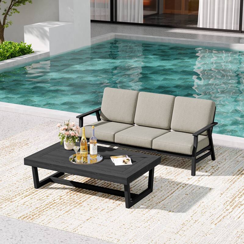 2-Piece Teak Outdoor Sofa Set with Table