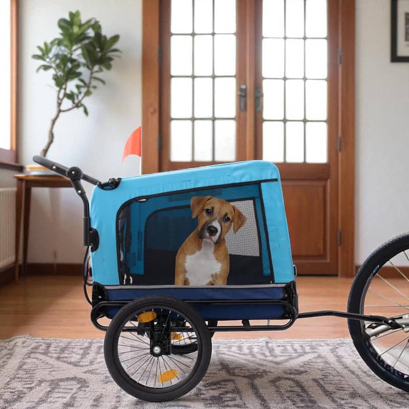 Extra Large 2-in-1 Pet Bike Trailer & Stroller - Heavy Duty Dog Carrier with Quick Release Wheels, Ventilation & Storage