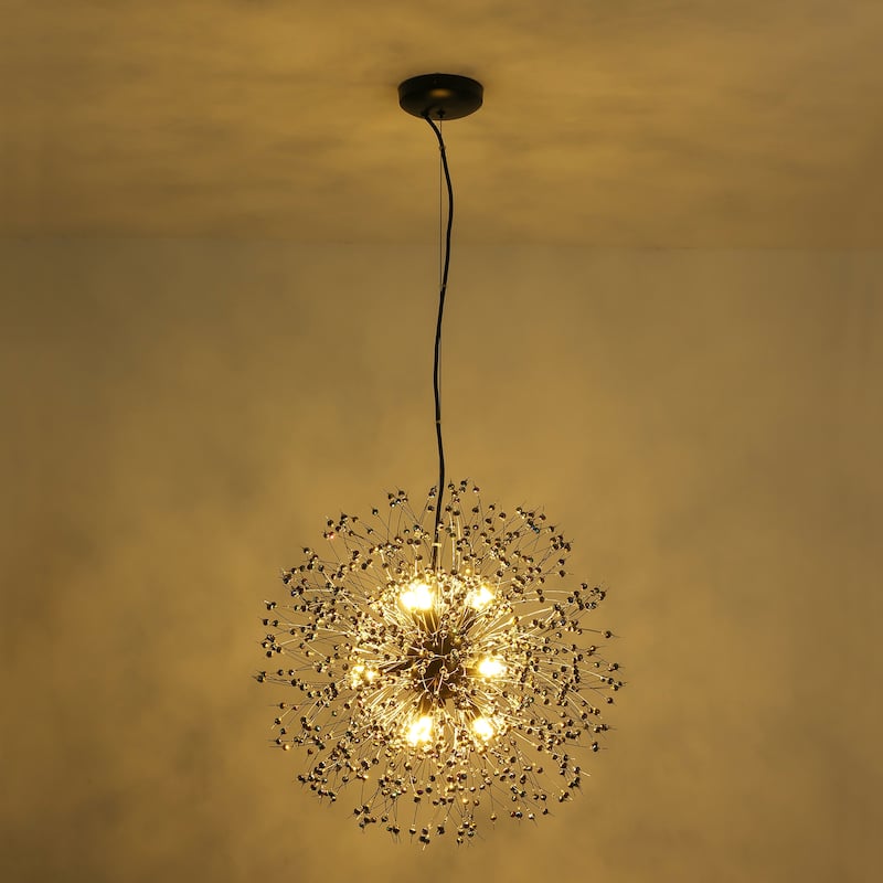 Black or Gold Modern Glam Starburst Firework Crystal Chandelier