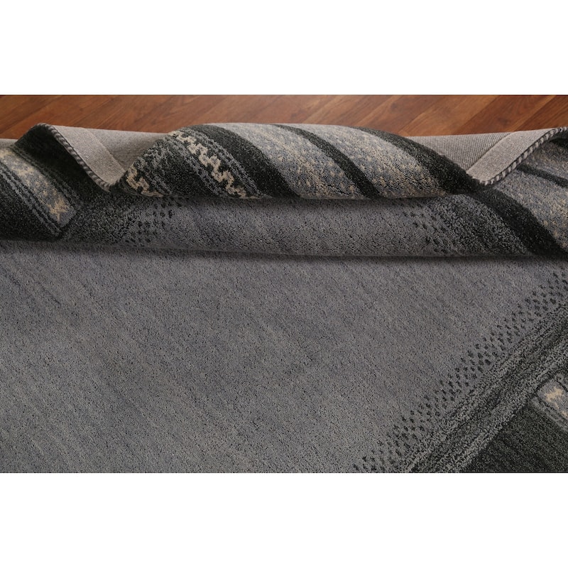 Solid Gray Gabbeh Indian Area Rug Handmade Wool Carpet - 5'3" x 7'7"