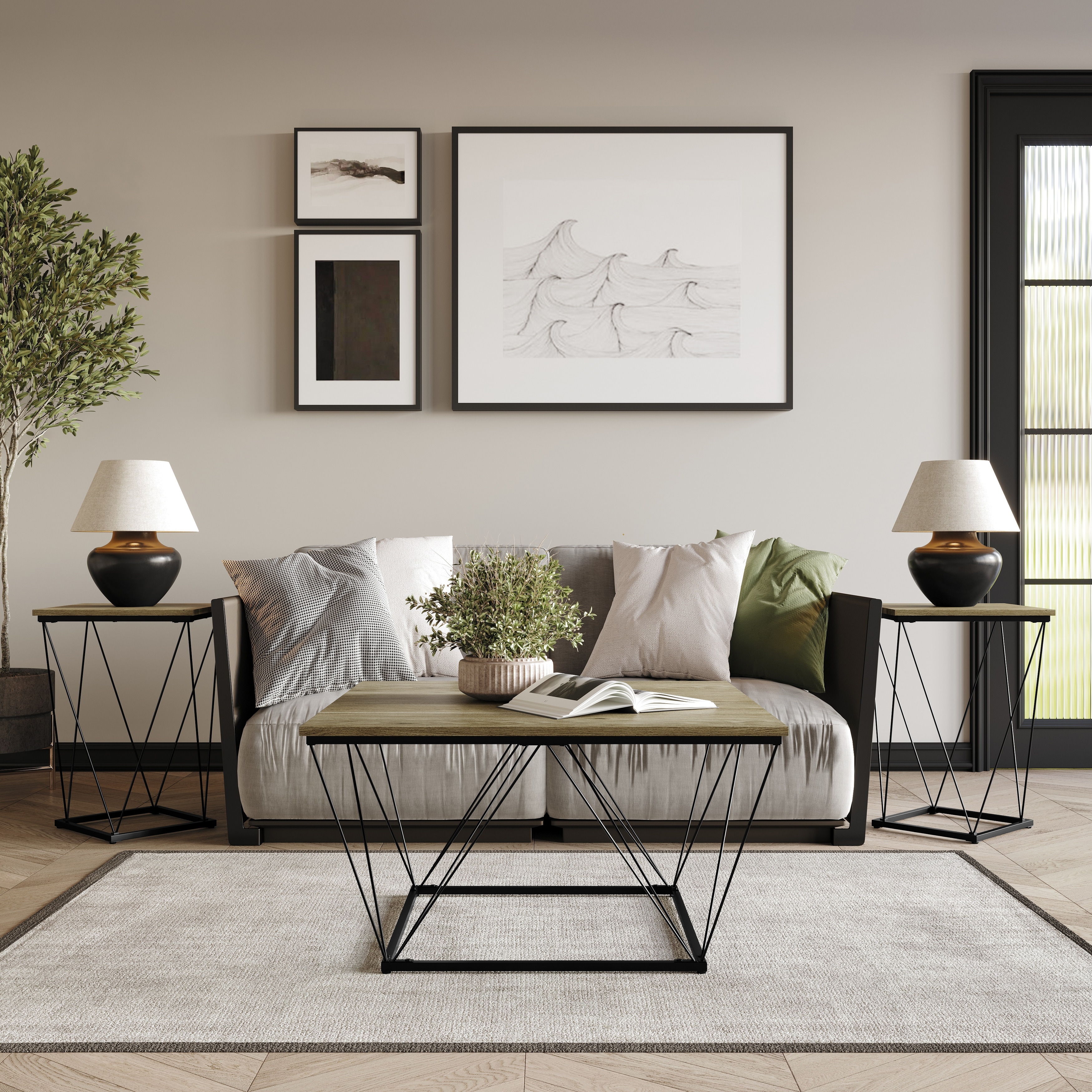 CraftPorch Minimalist 3- Pieces Coffee Table Set