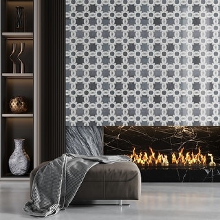 Apollo tile 12" x 12" Elysian Polished Soft White Smoky Gray Marble Tile (4.83 sq ft/case) - 5 Pack