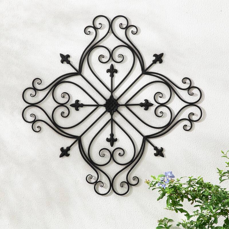 Glitzhome 20"L/ 23.5"L Traditional Iron Scroll Garden/Home Wall Decor