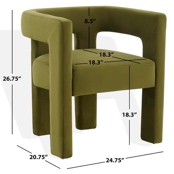 dimension image slide 0 of 2, SAFAVIEH Couture Deandre Cut Out Accent Chair (Fully Assembled) - 24.8 IN W x 20.8 IN D x 26.8 IN H