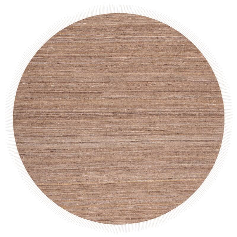 SAFAVIEH Handmade Kilim Welmoed Wool Fringe Rug - 7' Round - Beige/Yellow