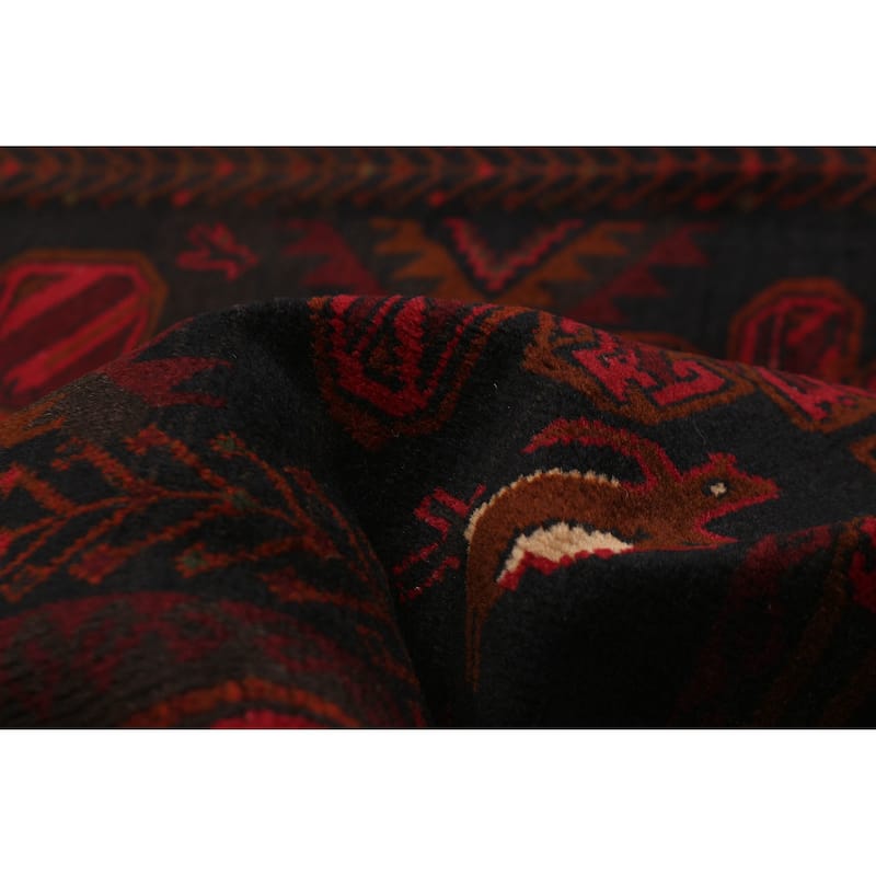 Teimani Black, Red Rug 4'2" x 6'11" - 4'2 x 6'11