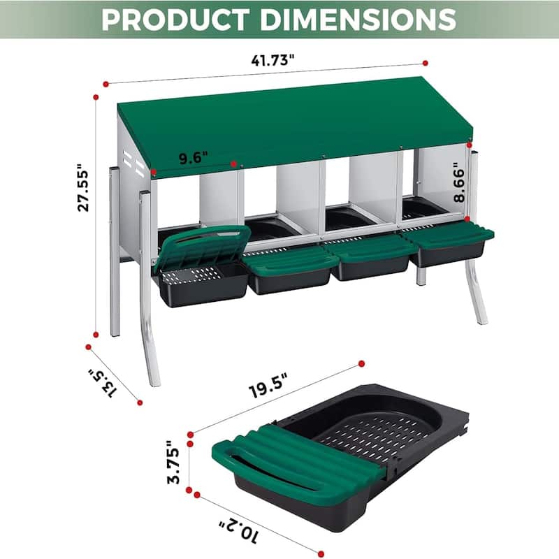Roll-Away Nesting Boxes for Chickens Coop with Perch
