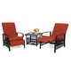 preview thumbnail 51 of 51, Outdoor Cushioned Chaise Lounge Adjustable Patio Reclining Lounge Chair, Recliner Lounge Chair & Bistro Table Set