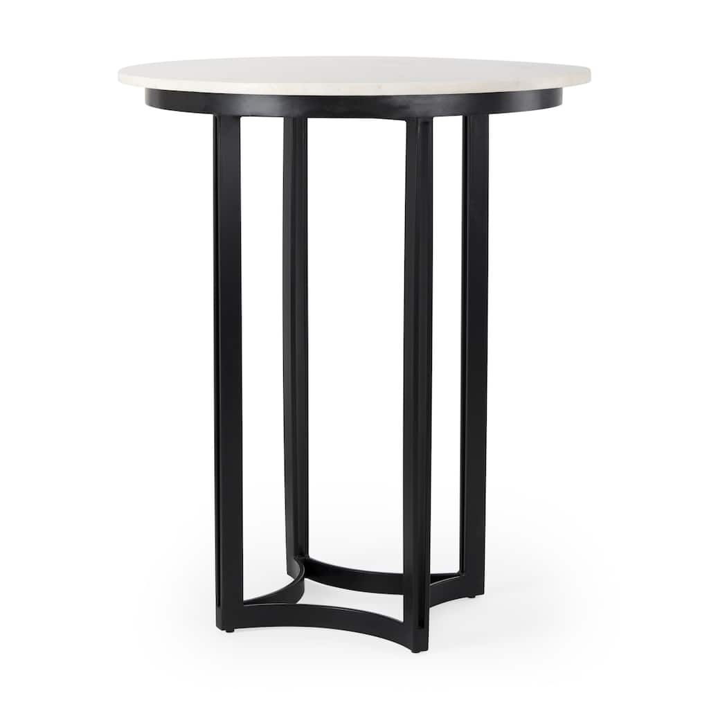 Tanner White Marble And Black Metal Frame Bistro Table