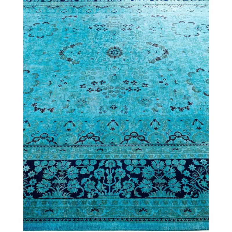 Overdyed, One-of-a-Kind Hand-Knotted Area Rug - Blue - 8' 1" x 10' 2"