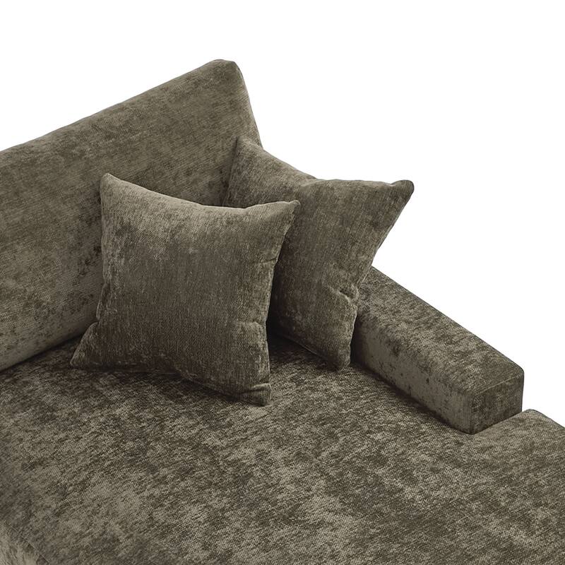 40.8"W Modern Chenille Upholstered Chaise Lounge with Pillow