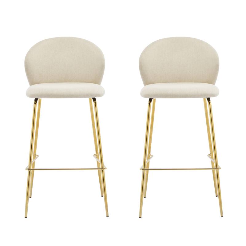 Roomfitters Kira Indoor Upholstered Bar Stools with Gold Plated Metal Legs, Fabric Set of 2 - Set of 2