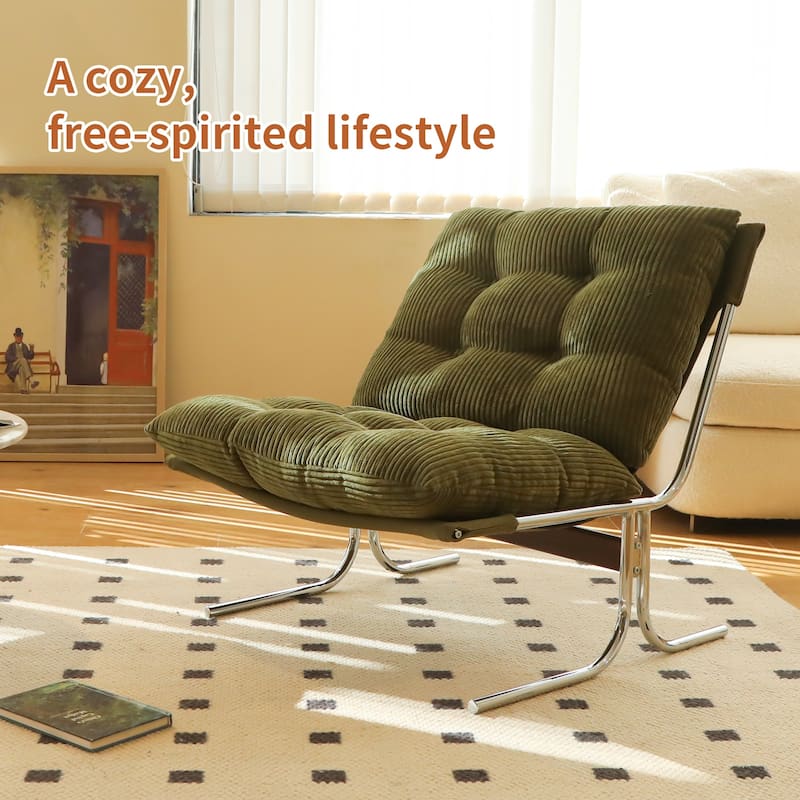 Modern Upholstered Accent Chair with Chrome Metal Frame for Living Room & Office