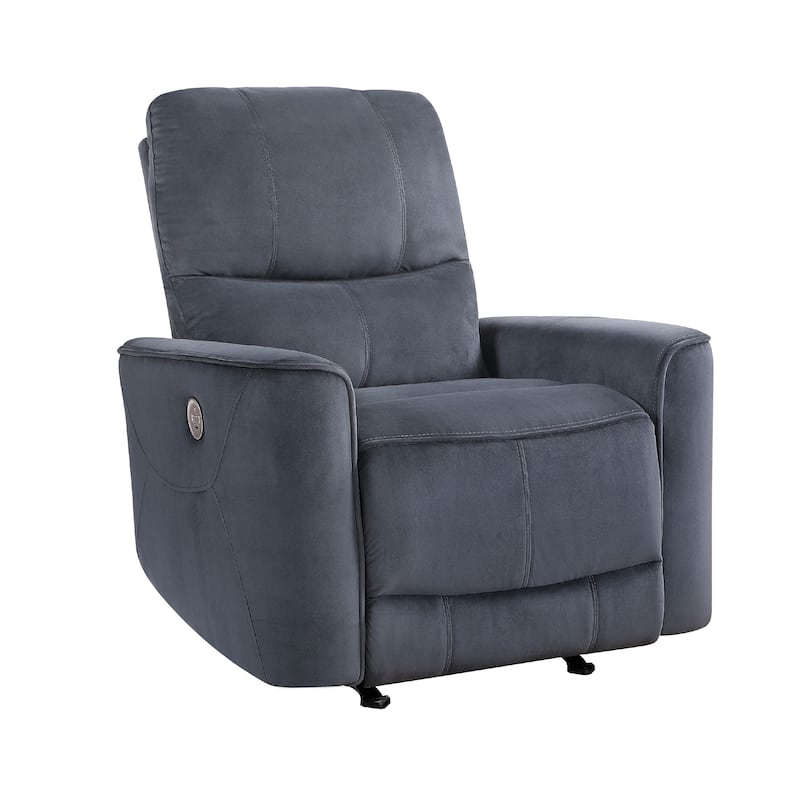 Erten Power Rocker Reclining Chair, Dark Gray Velvet, Solid Wood