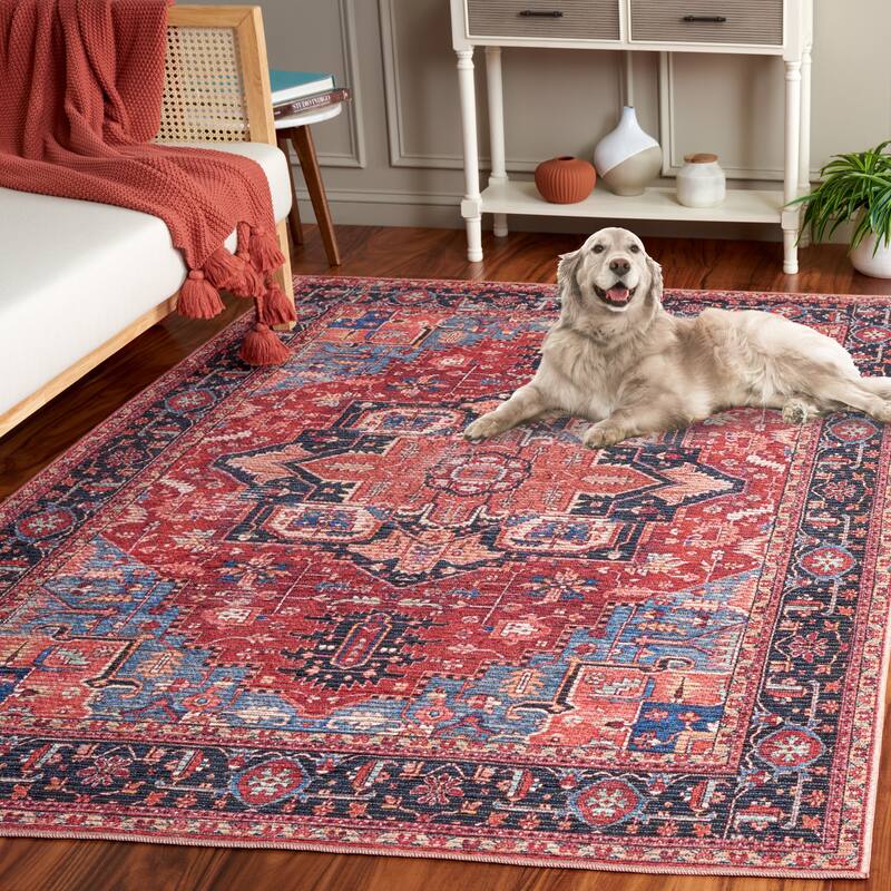 SAFAVIEH Serapi Machine Washable Slip Resistant Martina Rug - 9' x 12' - Red/Blue