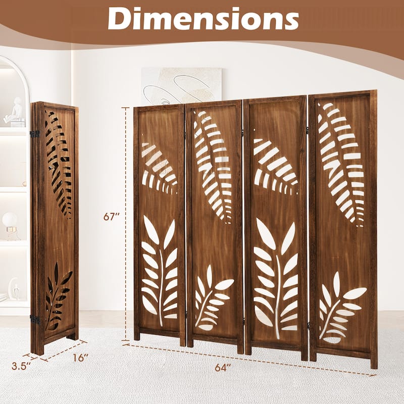 Gymax 4-Panel 5.6 FT Folding Partition Stand w/Double Action Metal