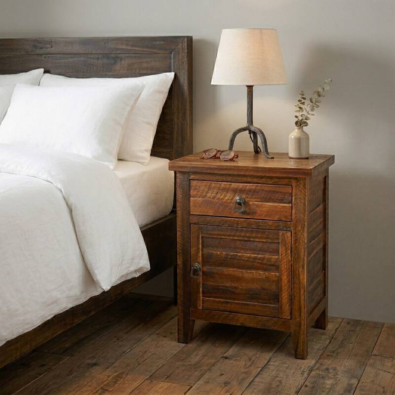 M4H 25" Antique Acacia Wood Nightstand Fully Assembled Reclaimed Look