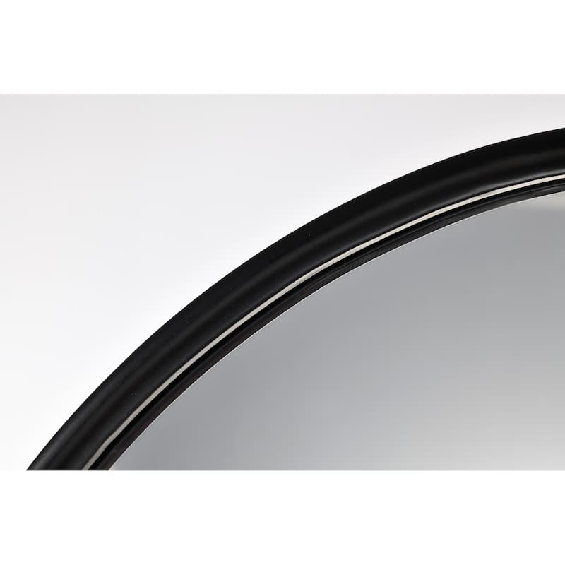Black 24 in. W x 35 in. H Arched Metal Framed Iron Modern Accent Mirror - 23.6 in. W x 35.5 in. H x 1 in. D