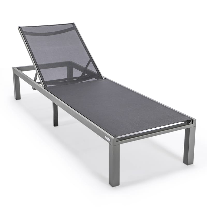 Aluminum Beach Pool Sun Lounge Chair Sling Mesh Fabric Reclining Stackable Lounger Chair