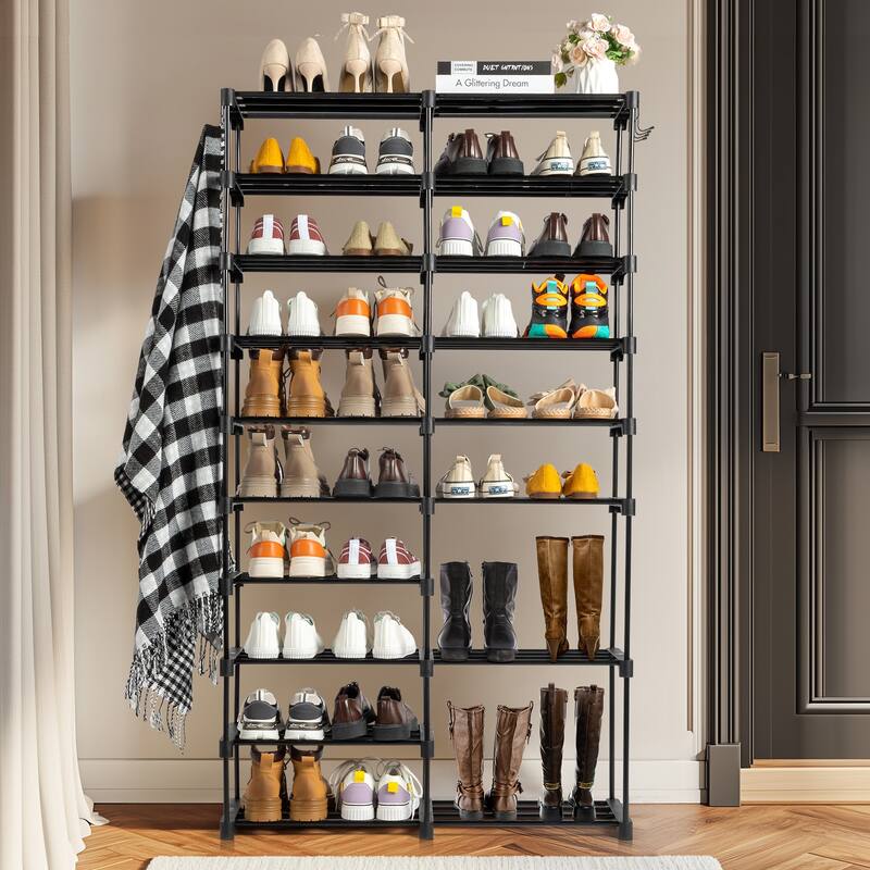 Minimalist Shoe Rack with Iron Frame Durable Non-Woven Storage Organizer for Shoes & Boots