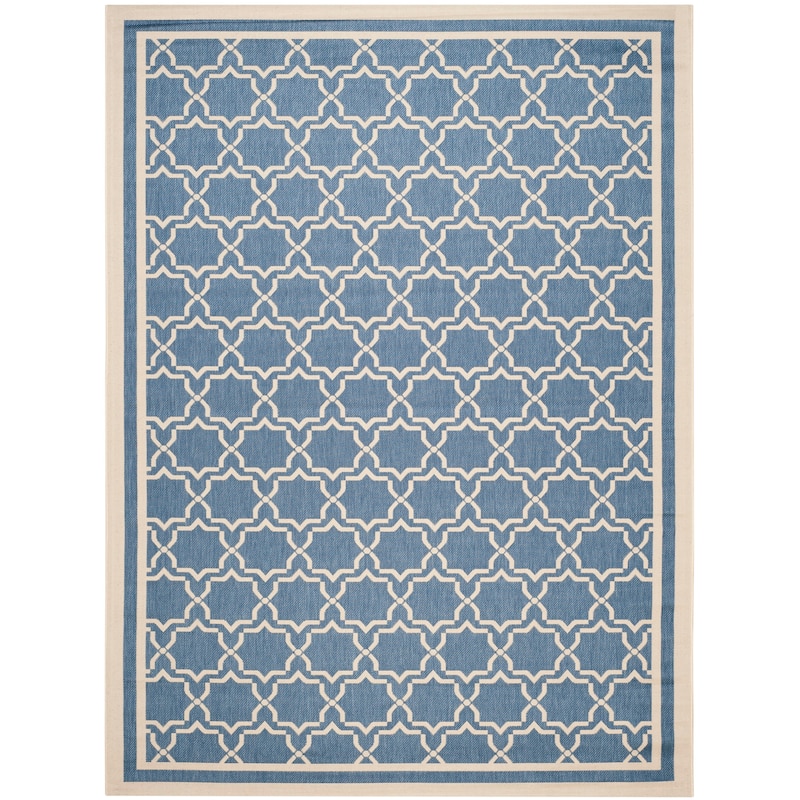 SAFAVIEH Courtyard Gulsin Indoor/ Outdoor Waterproof Patio Backyard Rug - 6'7" x 9'6" - Blue/Beige