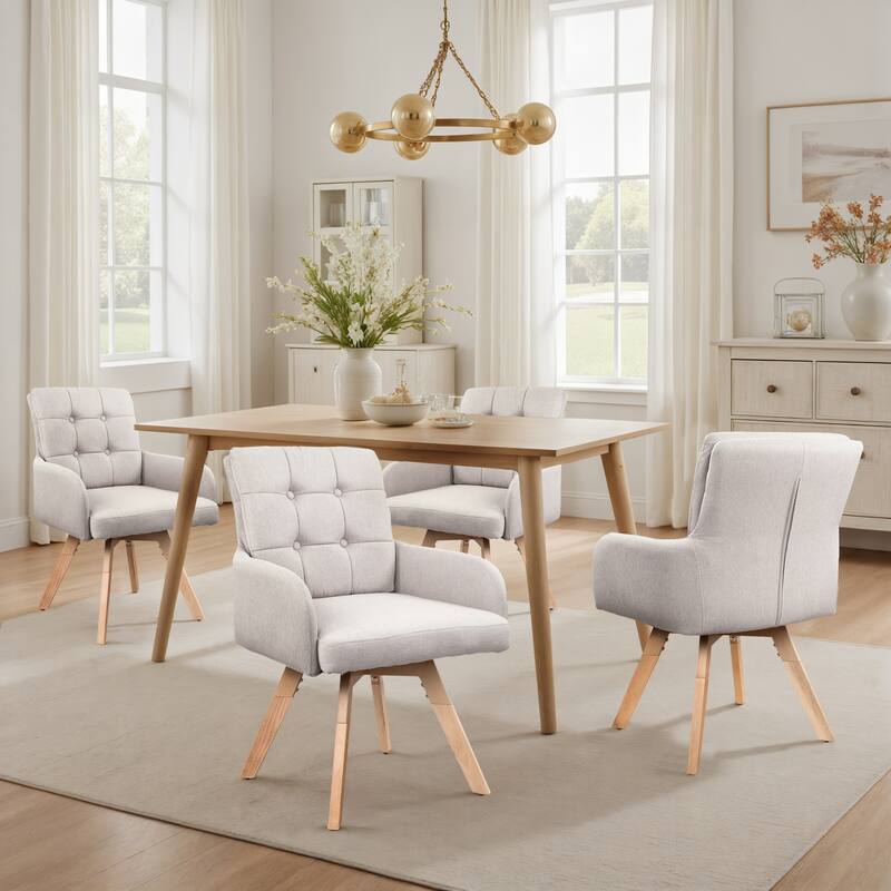 Art Leon Upholstered Dining Swivel Armchair with Tufted Back