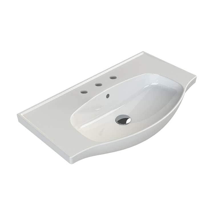 Nameeks CeraStyle 082400-U-Three Hole Lila 31-1/2" Rectangular Ceramic
