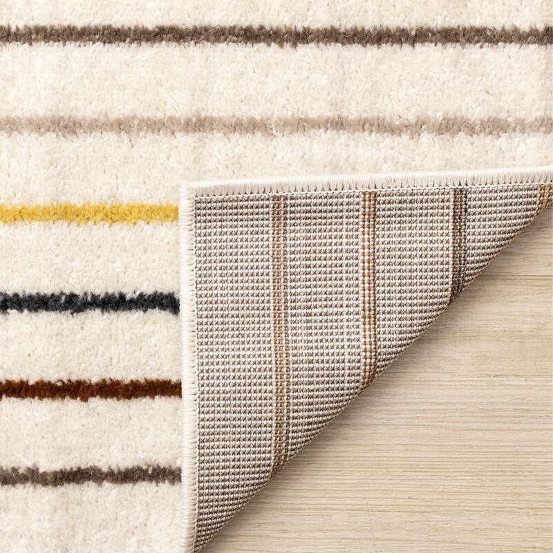 Cream Grey Multi-Colored Double Archway Area Rug