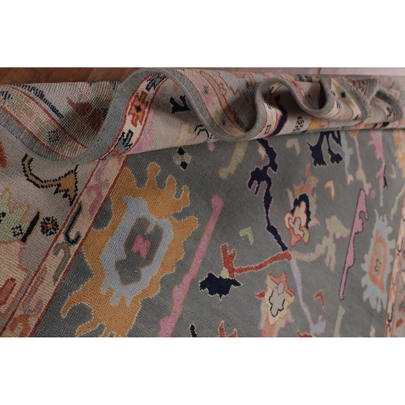 Gray Oushak Oriental Area Rug Handmade Bedroom Wool Carpet - 8'11"x 11'9"