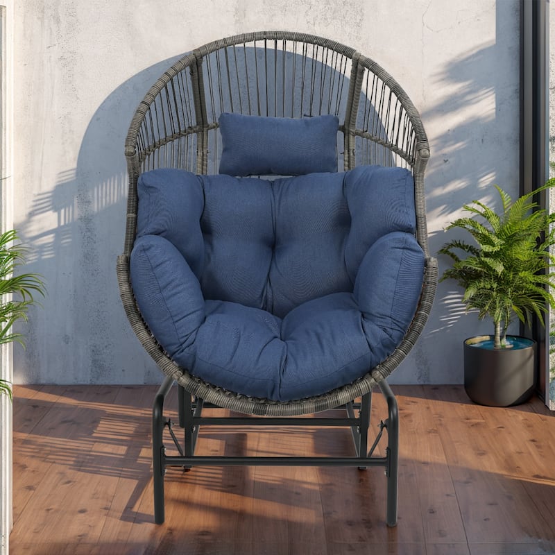 Gymojoy Outdoor Oversized Egg Basket Rocking Chair - Only Chair - Blue