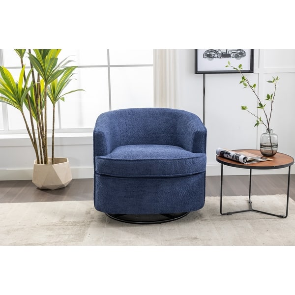 Chenille Swivel Barrel Chair Accent Arm Chair Round Sofa Club Chair ...