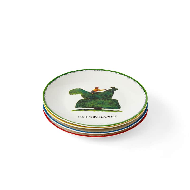 Kit Kemp for Spode Set of 4 Doodles Tidbit Plates - 6 Inch
