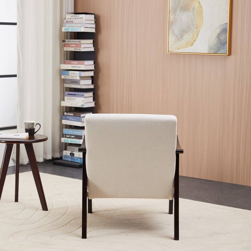 Medieval-inspired modern armchair with high back upholstered chair, solid wood legs