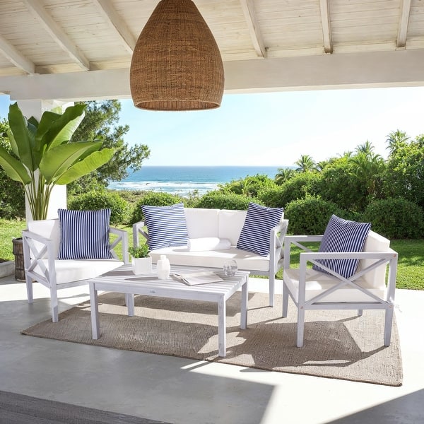 slide 2 of 63, SAFAVIEH Outdoor Montez 4-Piece Conversation Patio Set with Accent Pillows