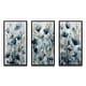 preview thumbnail 3 of 6, Designart "Blue Leaf Foliage And Flowers III" Floral Leaves Framed Wall Art Set Of 3 For Home Decor